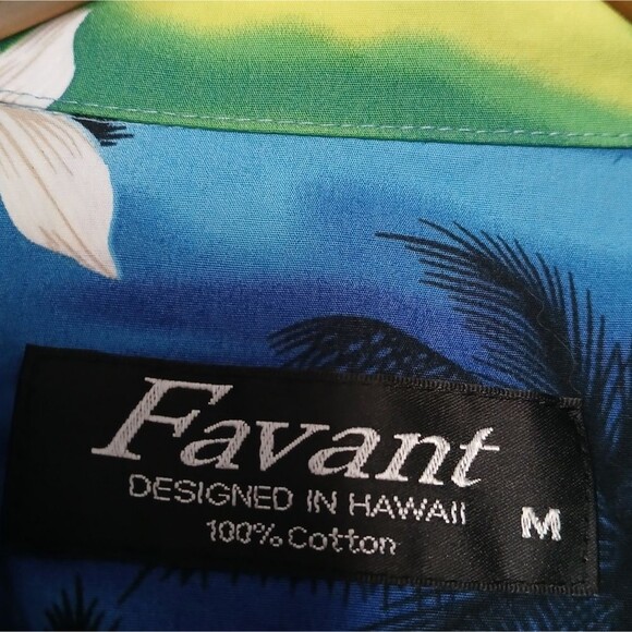Favant Blue Hawaiian Shirt for Men Vibrant Floral Tropical Short Sleeve Medium - Picture 10 of 10